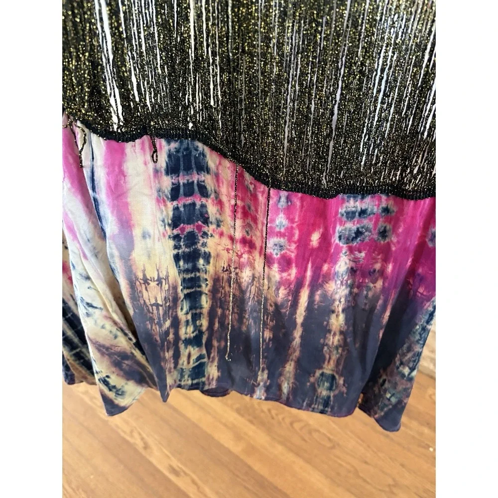 Peppe‎ Peluso Dress Size Medium Tank Sheer Boho Whimsical Tie Dye Flowy READ